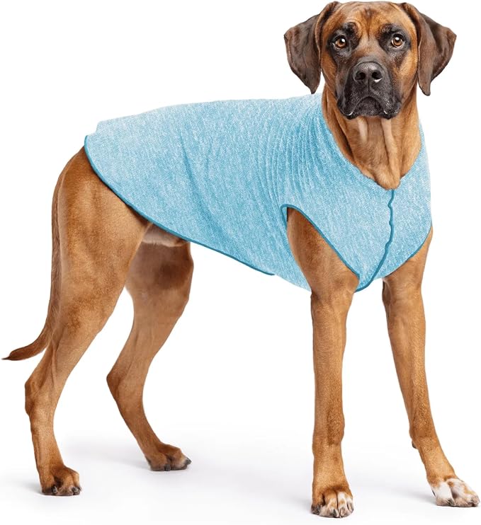 Goldpaw Dog Sun Shirt with UV Protection - Lightweight, Cooling Sun Protection Clothing for Large Dogs - Reduce Heat Absorption - Made in the USA - Machine Washable - Ocean Blue - Size 26