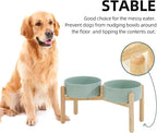 Havniva Elevated Dog Bowls Ceramic Dog Bowls with Stand, Dog Food Bowl | 8.3” Raised Dog Bowls with Non-Slip Wood Stand, Dog Food and Water Bowl Set, Double Dog Feeding Bowls for Large Dogs