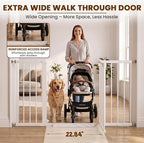 Mumeasy 36" Extra Tall Baby Gate for Stairs, 29.7-54.2" Wide Dog Gate for Doorways, Walk Thru Pet Safety Gate for Indoor, Pressure Mounted with Auto Close, Easy Install No Drill for Toddlers, White