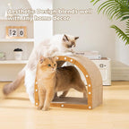 Avont Cardboard Cat Scratcher House, Kitten Tunnel & Scratching Pad | Modern Scratch Pad for Indoor Cats, Durable Corrugated Cardboard Scratcher for kitty