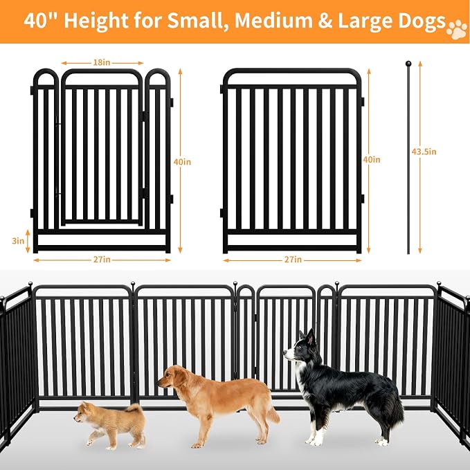 Thickened Metal Tube Dog Playpen Outdoor, Low Threshold Dog Pen, Heavy Duty 40" H 24 Panels for Pet Playpens Indoor, Portable Pet Fence for Yard RV Camping