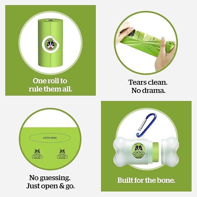 Pogi's Compostable Poop Bags – Leak-Proof, Extra-Large, Made with Plants – 32 Rolls (480 Bags)