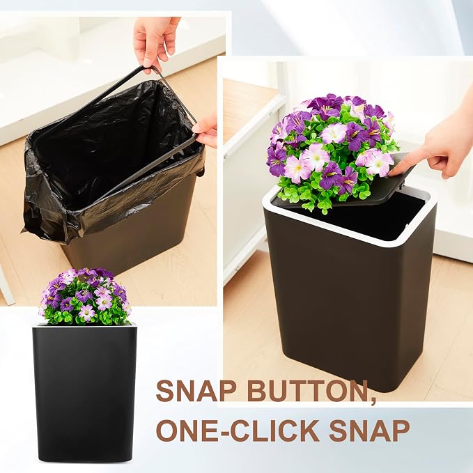 Jingmore Dog Poop Trash Can Outside 3.96 Gal/ 15 L Plant Styled Dog Waste Trash Can with Lid 50 Waste Bags Outdoor Indoor Poop Container Slim Garbage Bin for Yard Garden Pet(Purple Flower Black)