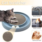 Interactive Cat Ball Track Toy for Indoor Cats, Cat Scratching Board & Exercise Set for Bored Indoor Adult and Kitten Mental & Physical Stimulation, with Spare Ball to Prevent Loss (Grey)