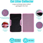 Cat Litter Mat 23"x14.5", Double Layer Waterproof Litterbox Mat, Pink | Non-slip backing, washable for easy cleanup, traps stray litter with waterproof honeycomb large grid that is urine-proof.