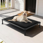 Veehoo Chew Proof Elevated Dog Bed, Padded Indestructible Raised Dog Cot | Orthopedic Dog Platform Bed with Soft Padded Mat, Durable Waterproof Pet Cot for Indoor, Outdoor or Crate, 41-Inch, Black