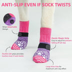 PUPTECK Anti Slip Dog Socks, Shoes with Grippers to Prevent Licking Hardwood Floors Traction, Rubber Boots & Paw Protectors for Small Medium Large Dogs Cold/Hot Pavement, Senior Dogs Booties Purple