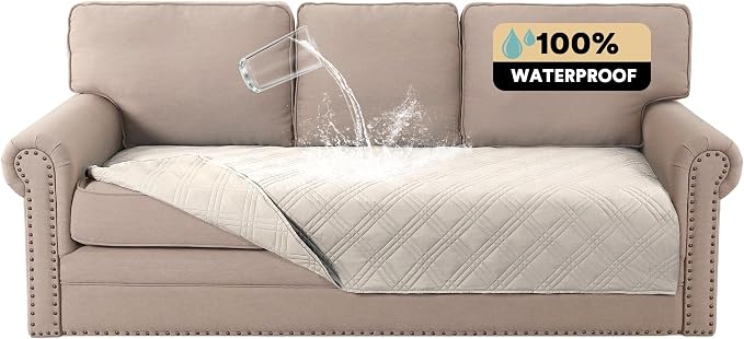 Couch Cover for Dogs Waterproof Couch Covers for 3 Cushion Couch Sofa Pet Cover for Sectional Couch Furniture Bed Sofa Cover Washable,French Oak,47x68 Inch