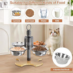 Elevated Cat Bowls 3 Adjustable Height 4 Stainless Steel Cats&Dogs | Pet Elevated Raised Cat Food and Water Bowls 3 Adjustable Heights 4 Stainless Steel Bowls for Indoor Cats Small Dogs