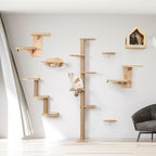 FUKUMARU Wall-Mounted Cat Tree for Small & Medium Cats | 5-Tier Tall, Scratching Post, Indoor Cat Wall Shelves, Climbing Tower, For Climbing, Scratching & Lookout