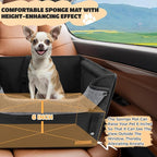 BONTHEE Elevated Dog Car Booster Seat for Dogs & Cats up to 35LB, 6-Inch Memory Foam Pet Booster Seat, Side Breathable Mesh,Portable Travel-Safe Bed for Cars,Elevated Car Seat for Small Medium Dogs