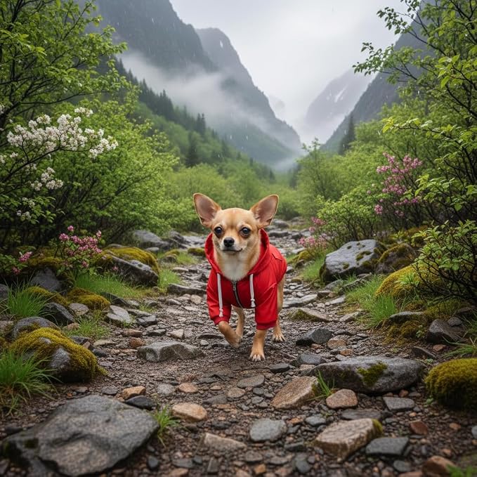 Dog Raincoat rain Jacket Raincoat Dogs Waterproof Small Medium Breeds Zip Closure Storage Pocket Harness Hole Red L