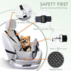 Dog Car Seats for Small Dogs, Small Dog Bed Under 15 lbs, Puppy Car Seat for Travel, Elevated Pet Seat with Safety Belt, Non-Slip Base, and Storage Pockets (Navy)
