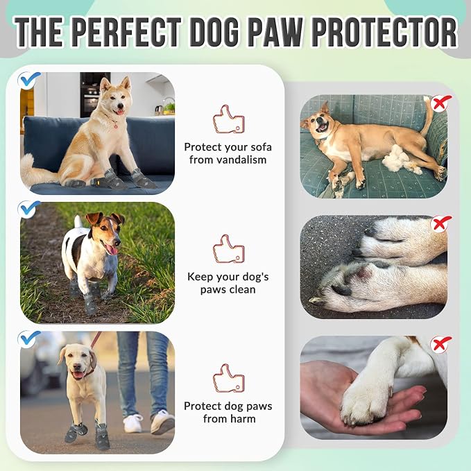 SlowTon Dog Shoes for Large Small Medium Dogs - Breathable Dog Boots for Summer Hot Pavement, Paw Protector for Outdoor Walking Winter Snow, Anti-Slip Rubber Dog Booties for Hardwood Floor (Gray, 3)