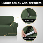 Stretch Sofa Cover Slipcover Couch Covers for 3 Cushion Couch Furniture Protector Sofa Covers with Non Slip Elastic Bottom Dogs Pet Friendly Fitted (Sofa, Bronze Green)