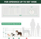 FXW Dog Gate, Extra Wide Adjustable for Openings Up to 165", 32" H | Flexible Space Control, Easy Walk-Through Access, 5 Panels + 1 Gate, For Small & Medium Dogs, Garage Use