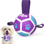 QDAN Small Dog Toys, Puppy Balls, Dog Balls with Straps for Small Breed | 3.5 Inch Small Soccer Ball for Dogs, Puppy Toys for 3-15 lbs Dogs, Dog Birthday Gift, Herding Ball for Small Dogs, Purple
