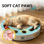 Round cat Scratching pad Modern Cats Scratcher Cardboard Interactive Toys for Indoor Cats with 2 Bell Balls and Kitten Tunnel