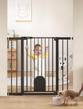 Babelio 36" Tall Baby Gate with Adjustable Cat Door, CatPrivilege I, 29-43" | Auto Close, Safety Gate for Stairs, Easy Walk Thru with Pet Door, Includes 4 Wall Cups and 3 Extension Pieces, Black