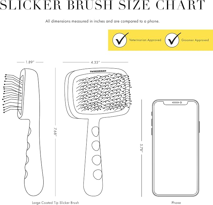Tweezerman Slicker Brush for Pets-Grooming Brush with Coated Bristles