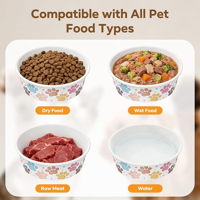 50 Pack Disposable Dog Bowls, 16 oz Paper Pet Bowls for Cats & Dogs | Disposable Paw Print Cat Food Bowls, Dry Wet Food & Wate, Small Medium Pets, Travel and Daily Feeding Bowls, Thick & Sturdy