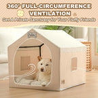 Jiupety Indoor Dog House with Frame, Cute Dog Tent Bed with Cover Cave, Breathable, Washable, and Foldable House, Suitable for 22-40 Lb, Large (25"×25"×25"), Beige