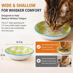 Ceramic Cat Food Bowls, 6 Pack 5.7-in Non-Slip Cat Dishes for Food, Water | Food-Safe Ceramic, Shallow Whisker-Friendly Plates For Wet Meals, Kibble, Multi-Cat Homes, Dishwasher And Microwave Safe
