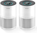 2 Pack Air Purifiers for Home Bedroom with PM 2.5 Air Quality Monitor | H13 True HEPA Air Filter Cleaner with 5 mode Light, Sleep Mode, Timer, Fragrance Sponge for Smoke, Odor, Dander