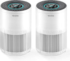 2 Pack Air Purifiers for Home Bedroom with PM 2.5 Air Quality Monitor | H13 True HEPA Air Filter Cleaner with 5 mode Light, Sleep Mode, Timer, Fragrance Sponge for Smoke, Odor, Dander