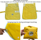 HugeHounds Extra Large Dog Yellow Rain Rover Raincoat with Half Hood XL- Waterproof-Includes a Travel Carry Bag