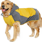 IECOii Hooded Dog Raincoat,Reflective Large Dog Rain Poncho,Ensure Safety in Low - Light Conditions, Adjustable Fit with Magic Sticker,Lightweight Waterproof Pet Rain Coat,Yellow,XXL