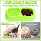 Hsei 12 Pcs Plastic Double Cat Dog Food Water Bowl,9.44 x 5.12 x 2.16 Inch | 12 Pack Bulk Set, PP Plastic, Raised Design, Dishwasher Safe, for Kennel Cattery Small Medium Pet Supplies, 3 Assorted Colors