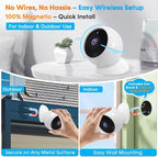 AMTIFO Security Cameras Wireless Outdoor Magnetic - 4-Pack Install-Free Indoor Smart 2K WiFi - Long Battery Life Powered Wireless Security Camera with AI Motion Detection