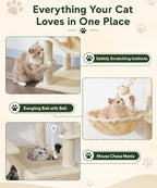 AMHANCIBLE 70 Inch Cat Tree for Large Cats, Multi-Level Cat Tower | Cat Houses & Tree Tower with 2 Condos, 8 Sisal Posts & Hammock for Indoor Cats Large Adult, Beige