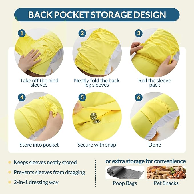ROZKITCH Dog Onesie, Four Leg Full Body Suit Summer Cool Dog Surgery Recovery Suit Shedding Shirt Sun Protective Shirt Lightweight Stretch Pyjamas Summer Vest(Blue, 4XL) Yellow 4XL