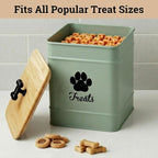 Dog Treat Container Airtight, 6"W x 8"H, Powder Coated, 12 Cup Capacity | Fits All Popular Treats, 12 Cup Capacity, Airtight Bamboo Lid, Easy Open Lid, Dent-Resistant Durable Metal Bone-Shaped Handle