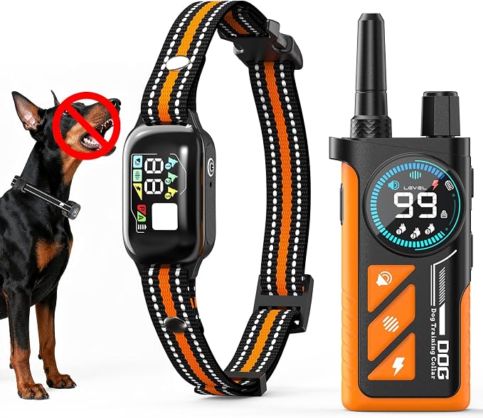 2 in 1 Dog Bark and Shock Collar - 4500FT Anti Bark Dog Training Collar with Remote, 3 Training Modes (Tone, Vibration, Safe Shock), IP67 Waterproof, Portable Training Collar for 5-120lbs Dogs