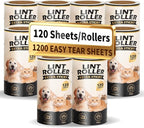 Extra Sticky Lint Roller Refills for Pet Hair Removal, 10 Rolls | No handle included. 10 rolls, 120 easy-tear sheets each, 1,200 total for dog and cat hair on clothes and furniture.