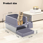 RIZZARI Cat Litter Box Non-Porous: Open High Sides for Indoor Cats | Open-Top Airflow / High Anti-Spill Edges / Wavy Mat Anti-Tracking / Spacious for All Breeds / Easy Visibility for Quick Clean