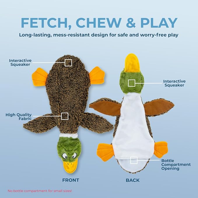 Best Pet Supplies Squeaky Dog Toys with Soft Durable Fabric for Small, Medium and Large Pets Interactive Toy for Indoor Play, Supports Active Biting and Play - 1Wild Duck, Large
