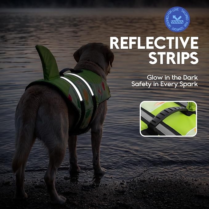 ASENKU Dog Life Jacket - Pet Safety Vest for Swimming & Boating, Shark Life Jacket with Floatation, Dog Lifesavers Swimsuits for Small Medium Large Dogs (Fruit, 2XL)