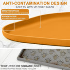SMILOOL Silicone Pet Food Mat with Raised Edge for Food and Water Bowl, Dog Feeding Mats, Cat Food Trays for Floor Waterproof, Rubber Tray for Dogs and Cats, 22 x 14 x 0.8 Orange