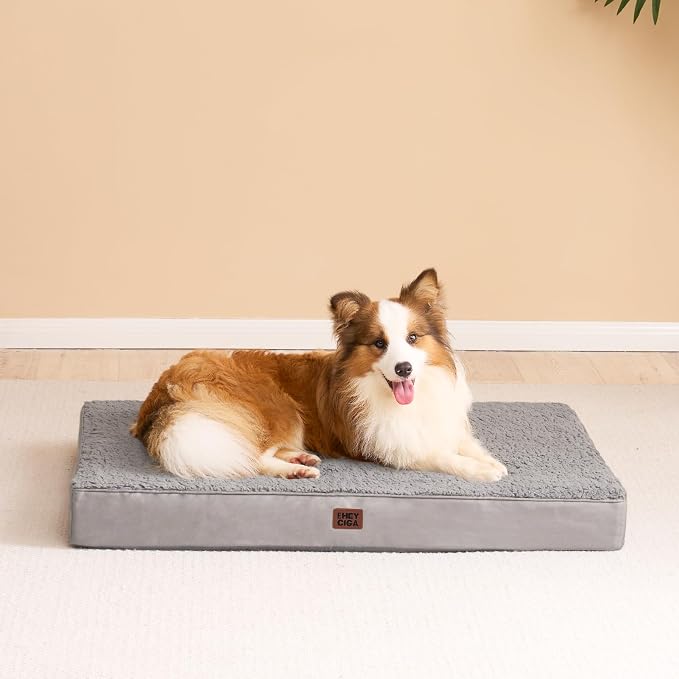 EHEYCIGA Orthopedic Dog Bed Extra Large with Removable Washable Cover,44x32 | Egg Crate Foam Support,Durable Oxford fabric,Non-Slip Bottom,Machine Washable,Soft Waterproof Plush Pet Bed Mat For Crate