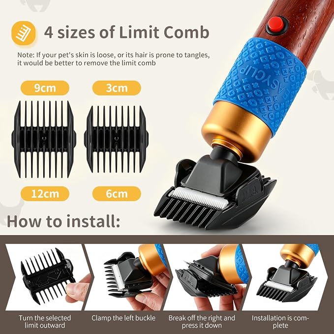 Dog Shears Clippers for Grooming Sheep Shears for Dogs With Thick Hair | 200W Pet Clipper Kit with Spare Blade, Low Noise&Vibration for Cat Sheep Dog 110-240V