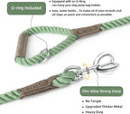 Mile High Life Dog Leash Braided Cotton Rope w/Leather-Wrapped Ends/Handle | Rust-proof 360° swivel clasp, Heavy-duty for medium/large breeds. Great for weddings, daily walks (6 FT, 1/2", Green)
