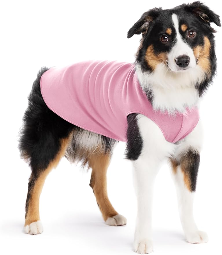 Goldpaw Stretch Fleece Dog Sweater - with Spandex for 4-Way Stretch - Soft, Comfortable Dog Coat - Machine Washable - Made in the USA - Rose - Size 14