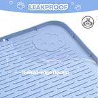 Silicone Cat Litter Mat for Litter Box 40”x28” Large Cat Mat, Blue | Waterproof, Non-Slip, Leak-Proof Rug Mat with Lip, Easy to Clean, Extra Large Litter Catcher Mat for Floor