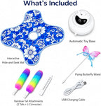 Interactive Cat Toy for Indoor Cats, Rechargeable 3-in-1 Hide and Seek Cat Toy with Spinning Butterfly & Plush Tail, Ultra-Quiet Touch Activated Self Play Cat Exercise Toy for Adult Kittens (Teal) | Touch Activated, Spinning Butterfly, Plush Tail, Ultr...