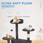 FDW | 62" Cat Tree Tower | Dark Gray | Multi-Level Indoor Activity Center with Sisal Scratching Posts, Condos, Plush Perches, Hanging Cat Toys | Sturdy, Easy to Assemble | for Kittens & Adult Cats