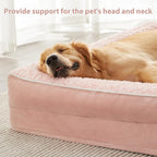 BFPETHOME Orthopedic Washable Dog Bed, Sleeping Couch for Large Senior Dogs | 36x27 Inch Deluxe Plush Rose Velvet Washable Cover, Egg Crate Foam Support, Waterproof Lining, Non-Slip Bottom, Pink